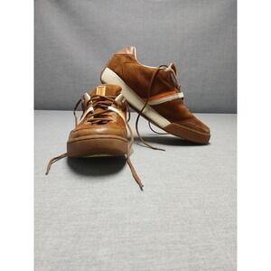 RDK Handmade Italian Suede Leather Sneakers Men's 14 Retro Brown Low-Top